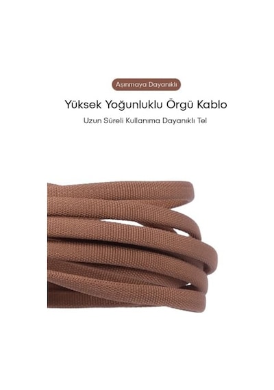 Type-c Hızlı Şarj Kablosu Kahverengi, Örgülü, Kırılmaz, 1m Usb Girişli