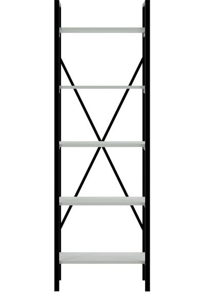 Ceramical 5 Raflı Metal Kitaplık Beyaz - Siyah 60 x 180 CM