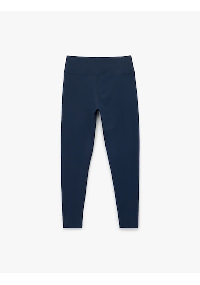 Koton Yüksek Bel Skinny Fit İnterlok Dikiş Detaylı Spor Tayt Lacivert 6wak40046nk Lacivert