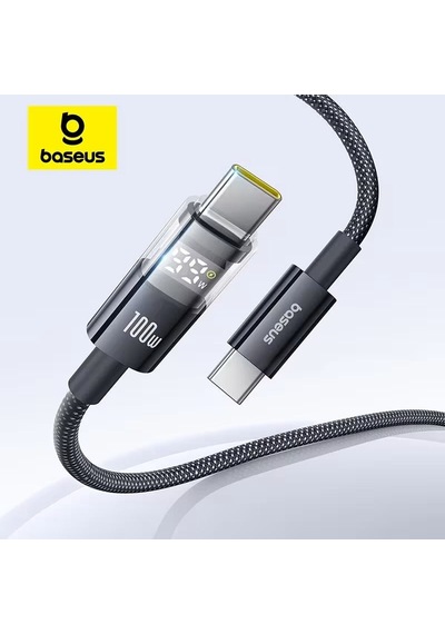 Baseusonline Display 2 100w Led Ekranlı Type-c To Type-c Hızlı Şarj Kablosu 1 Metre