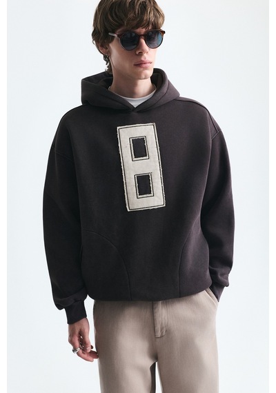 Vamos Numara Baskılı Oversize Sweatshirt Kahve