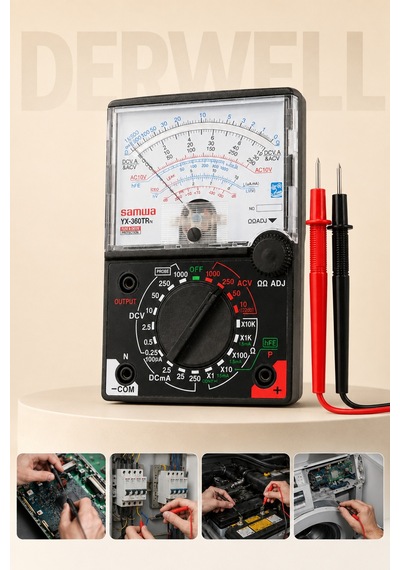 Okul Tipi Multimetre Yx-360trn Analog Multimetre Avometre Hassas İbreli Akım Voltaj Direnç Ölçer, Elektronik Devre Test Cihazı, Sigorta Korumalı Elektrik Ölçüm Aleti, Kırmızı Siyah Problu Test Seti