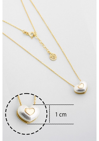 Amora 18 Ayar Sarı Ve Beyaz Altın Kaplama 42 Cm Gümüş Kolye Çok Renkli