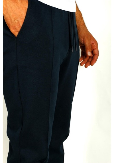 Erkek Lacivert Bel İpli Slim Fit Yan Cepli Armürlü Jogger Pantolon Ncs Jeans 1642-lacivert Lacivert