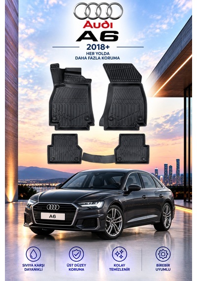 Audi A6 2018+ Aracınıza Özel Üretim Havuzlu Paspas Takımı A+ -mod-