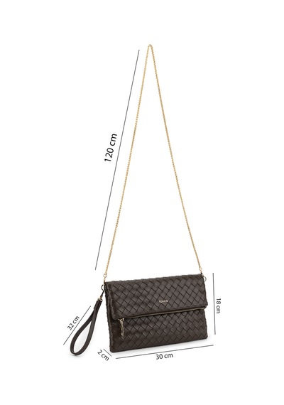 Tamer Tanca Kadın Suni Deri Kahverengi Clutch Çanta 921 7482-b Bn Cnt Sk26-27 Kahve Orgu