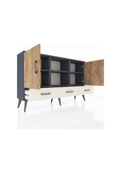 Arges Konsol 6 Raflı 3 Çekmeceli 3 Kapaklı 132x30x83 Antrasit-çam/aytaşı Çam/aytaşı Arges Konsol 6 Raflı 3 Çekmeceli 3 Kapaklı 132x30x83 Antrasit-çam/aytaşı Çam/aytaşı