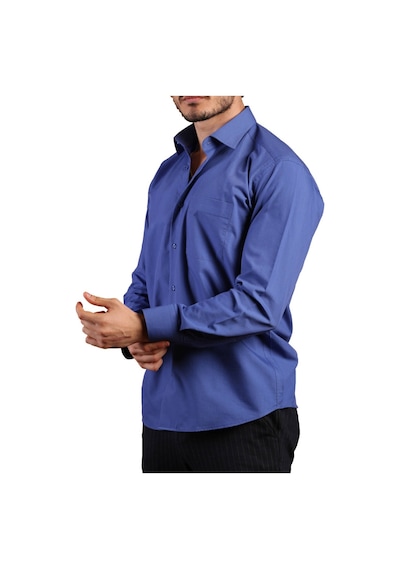 Dicotto Saks Mavi Büyük Beden Rahat Kesim Cepli Uzun Kol Regular Fit Erkek Gömlek - 150-28 001