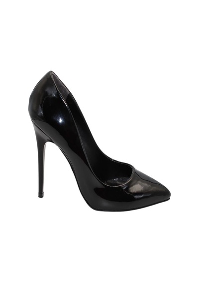 Celira Siyah Rugan Topuklu 10 Cm Kadın Stiletto Ayakkabı Siyah