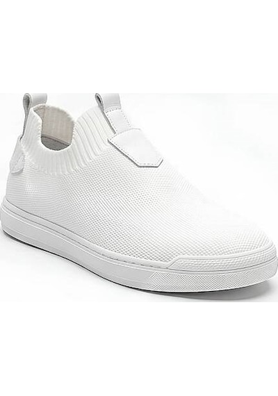 Daytex 4224 Erkek Slip-on - Full Triko Örgü Termo Taban Sneaker Beyaz