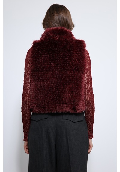 Antioch Peluş Görünümlü Yelek Bordo