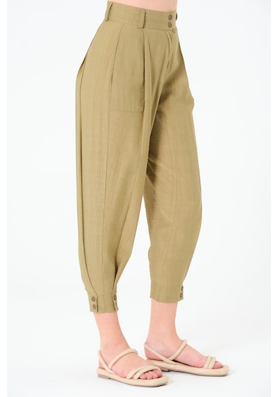 Sortie Collection Paça Düğmeli Pantolon Haki