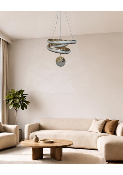 Kaos Küçük Modern Ledli Avize Çizgili 3 Renk Power Ledli Gold Kaplama Çoçuk Odası Yatak Odası Mutfak