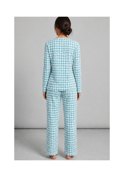 Fit Women Kadın Çizgili Regular Fit Mint Pijama Takımı 4697 Mint Yeşili