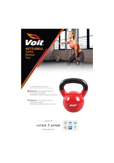 Voit Vinyl Kettlebell 16  KG Kırmızı