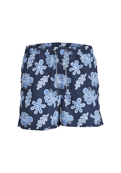 Jack&jones Plus Erkek Desenli Şort - Yazlık Plaj Şortu - Rahat Ve Şık Mavi