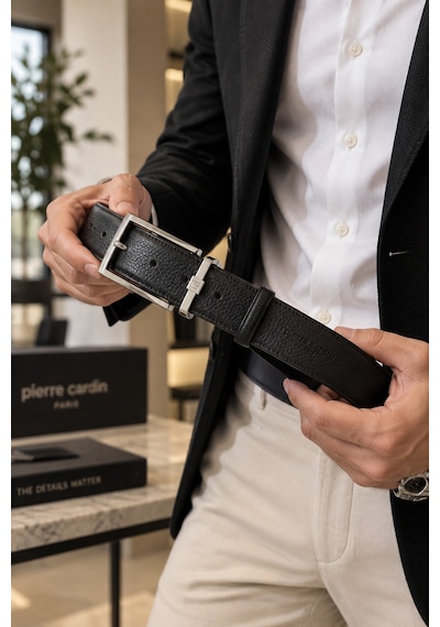 Pierre Cardin Erkek Kemer %100 Hakiki Deri Siyah Floater Deri Kemer