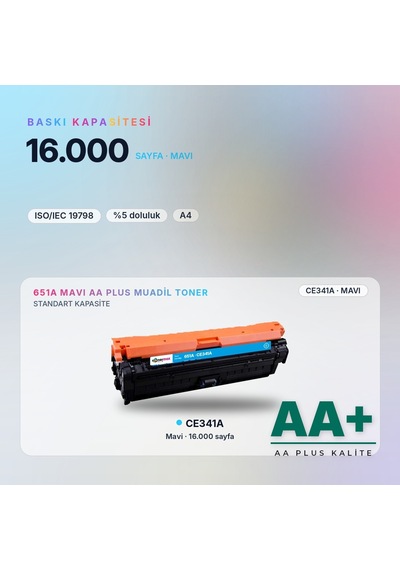 Hp 651a Ce341a Mavi Uyumlu Toner Aa Plus / Laserjet Enterprise 700 Color Mfp M775