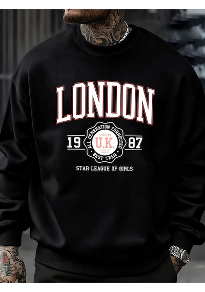 Startmore Startmorelondra İngiltere 1987 En İyi Takım Sporları Baskı Erkek Kazaklar Polar Günlük Kapüşonsuz Göml Siyah
