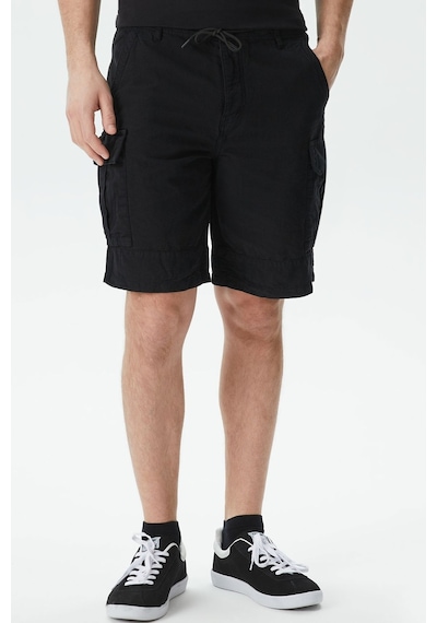 Lacoste Men's Relaxed Fit Black Bermuda Shorts Erkek Kargo Cepli Rahat Kesim Pamuk Keten Şort Siyah