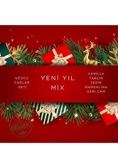 Yeni Yıl Mix Uçucu Yağ Seti 5 Li Vanilya, Tarçın, Sedir, Mandalina, Sarı Çam Yılbaşı Özel