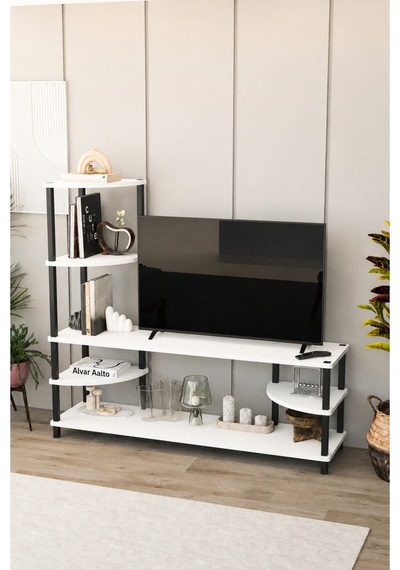 Neoline 120 Cm Tv Ünitesi Çok Raflı Modern Tv Sehpası - Beyaz Beyaz
