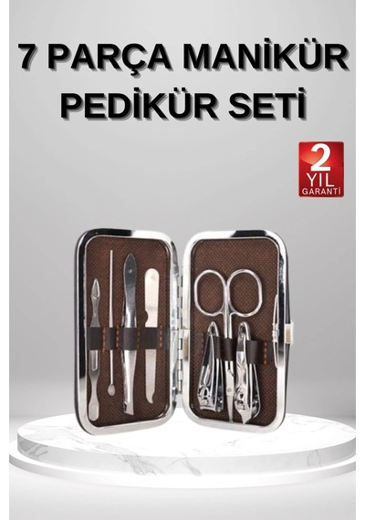 7 Parça Manikür Pedikür Seti El Ayak Bakımı Çantalı Paslanmaz Çelik - 500