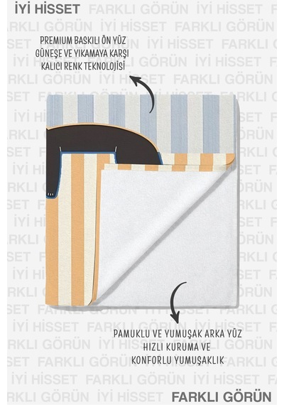 Kedi Ve Çizgiler Plaj Havlusu - Marine Pastel Mavi Bej Havuz Deniz Banyo Hızlı Kuruyan Sahil Örtüsü Dalgın Porselen Kedi Ve Çizgiler Plaj Havlusu - Marine Pastel Mavi Bej Havuz Deniz Banyo Hızlı Kuruyan Sahil Örtüsü Dalgın Porselen