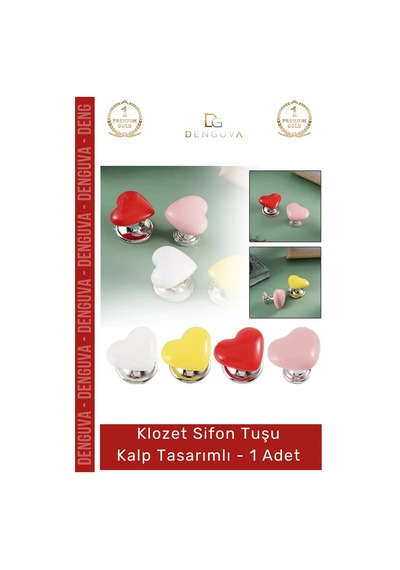 Sifontuşu Estetik Banyo Aksesuarı Modern Dekoratif Pratik Sifon Klozet Sifon Tuşu Kalp Tasarımlı - Çok Renkli