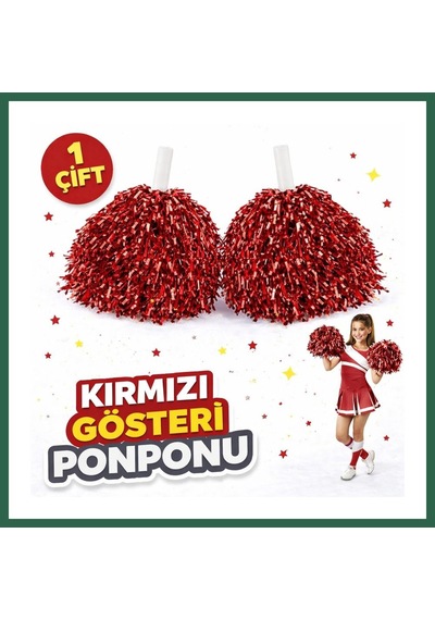 Bezos 1 Çift 2 Adet Kırmızı Renk 23 Nisan 19 Mayıs 29 Ekim Okul Gösteri Ponponları Ekstra Dolgun Bzs01 Diğer