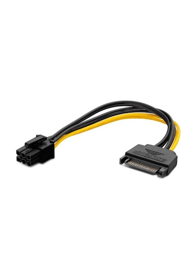 15 Pin SATA Erkek To 6 Pin PCIE VGA Power 20cm Ekran Kartı Kablo