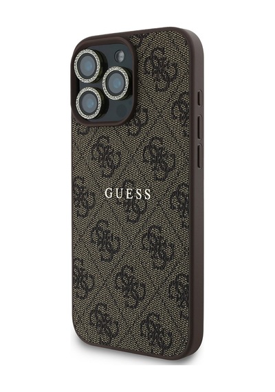 Apple iPhone 16 Pro Guess Lisanslı 3in1 Aksesuar Seti Kılıf + Ekran Ve Lens Koruyucu Kahverengi