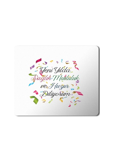 2024 Yeni Yılda Saglık Mutluluk Huzur Konfeti Mousepad Mouse Pad
