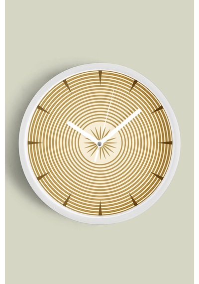 Soyut - Geometrik Temalı Modern Duvar Saati - 42cm - Önü Camlı Beyaz Kasa - Sessiz Mekanizma Beyaz