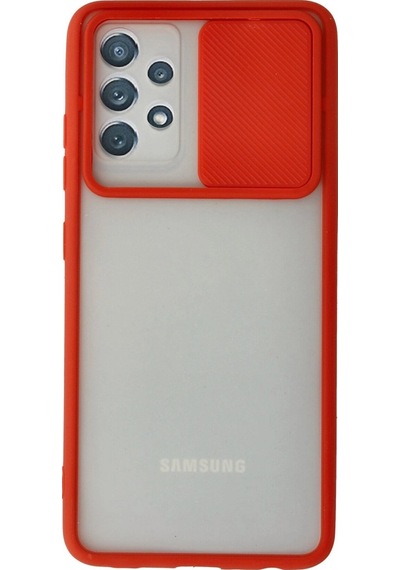 Samsung Galaxy A52 Kılıf Palm Buzlu Kamera Sürgülü Silikon - Kırmızı