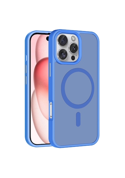 Apple, Uyumlu iPhone 16 Pro Max Kılıf M-safe Şarj Özellikli Mat Arka Yüzey Zore Sio Kapak Mavi
