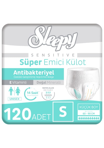Sleepy Sensitive Antibakteriyel Emici Külot Small 30x4 120 Adet S