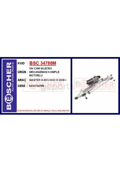 Cam Silecek Mekanizması Renault Master 3 2010 Motorlu