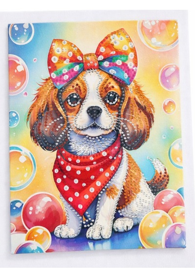 5d Elmas Taş İşleme Kiti Tablo 21x25 Cm Köpek Desenli Diamond Painting