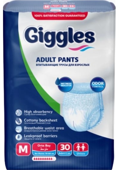 Giggles Külotlu Yetişkin Hasta Bezi Orta Boy M 30'lu