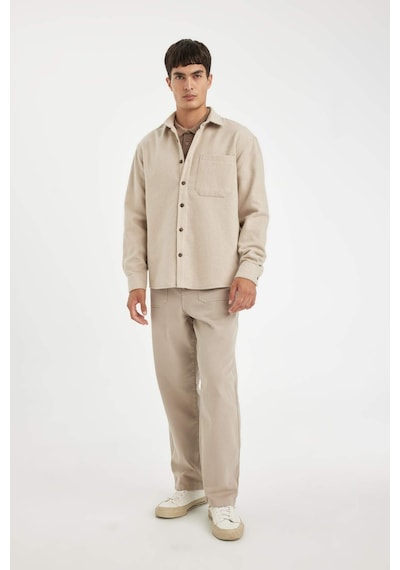 DeFacto Regular Fit Polo Yaka Basic Düz Pamuk Karışımlı Uzun Kollu Gömlek D2622AX24AUBG779 DeFacto Regular Fit Polo Yaka Basic Düz Pamuk Karışımlı Uzun Kollu Gömlek D2622AX24AUBG779