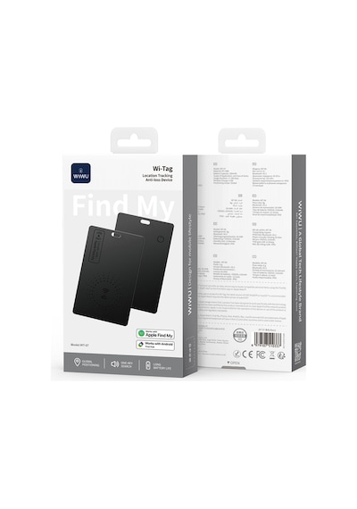 Wiwu Wt-07 İtag İos Find My Destekli Kartlık Tasarım Kaybolmaya Karşı Gps Akıllı Takip Cihazı Siyah