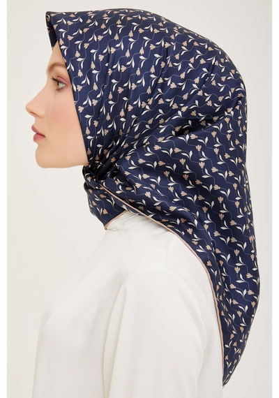 Belli Twill İpek Eşarp - 4001-80 Lacivert Vizon - Lacivert Vizon