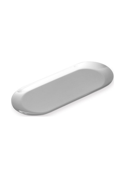 The Mia Linea Oval Çelik Servis Tabağı Gümüş 18 X 8 Cm