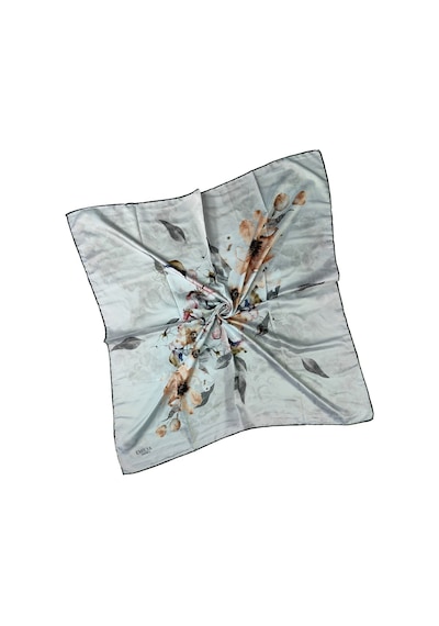 Mim Eşarp Emilya Rayon Çiçek Desenli Eşarp 90x90 Cm Açık Gri - Tarçın