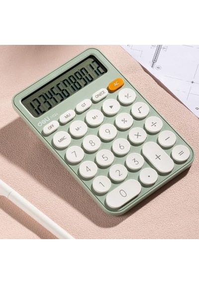 Hesap Makinesi Metal 12 Digit Gri Çok Renkli
