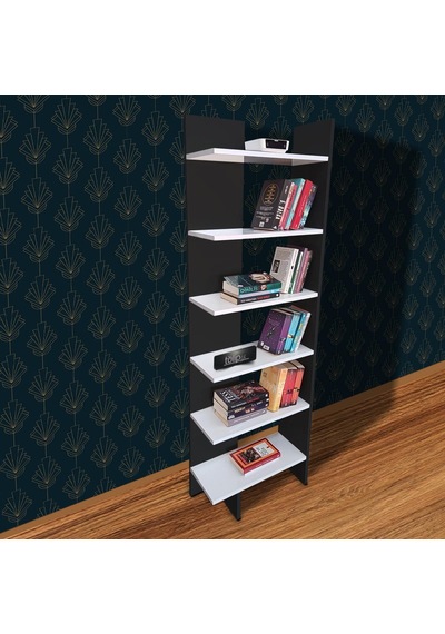 6 Raflı Köşe Kitaplık Dekoratif Köşe Kitaplığı Tlpk03s 001