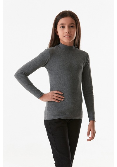 Basic Dik Yaka Kız Çocuk Body 25kcck2367206915-1-antrasit Antrasit