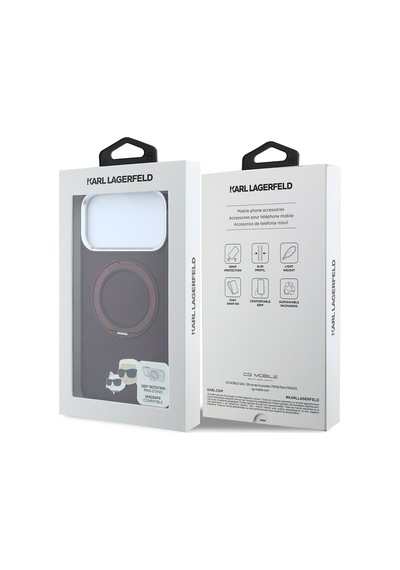 Apple iPhone Uyumlu 18 Pro Max Kılıf Karl Lagerfeld Lisanslı M-safeli K&c Metal Logolu Pu 360 Standlı Kapak Bordo