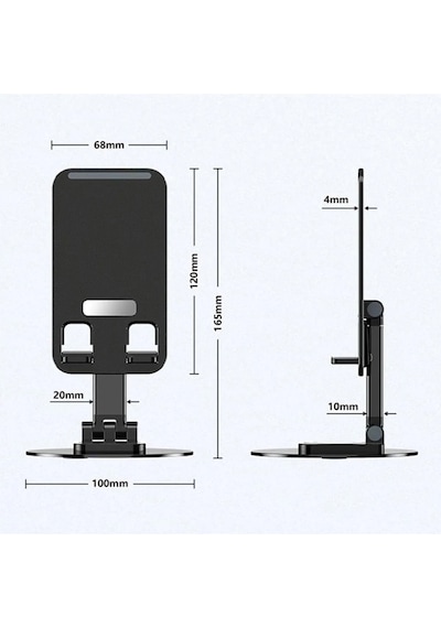 Ofis Masaüstü Telefon Tutucu Metal Tabanı 360 Derece Döndürülebil